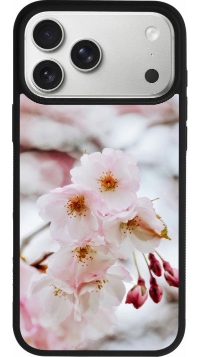 Coque iPhone 17 Pro Max - Silicone rigide noir Cherry tree Spring 2026