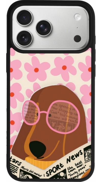 Coque iPhone 17 Pro Max - Silicone rigide noir Dog with newspaper Spring 2026