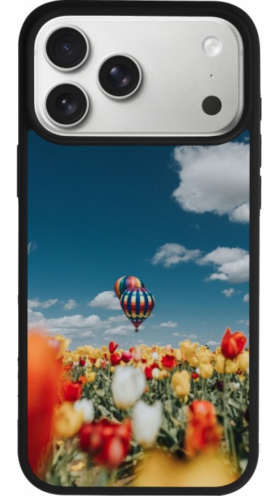 Coque iPhone 17 Pro Max - Silicone rigide noir Hot air balloon Spring 2026