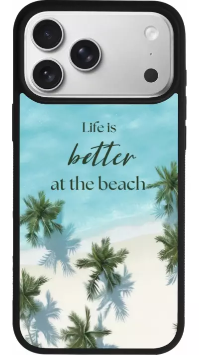 Coque iPhone 17 Pro Max - Silicone rigide noir Summer 2025 Life is better at the beach Coque iPhone 17 Pro Max - Silicone rigide noir Summer 2025 Life is better at the beach