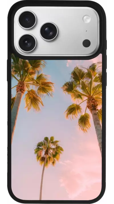 Coque iPhone 17 Pro Max - Silicone rigide noir Summer 2025 Palmiers Coque iPhone 17 Pro Max - Silicone rigide noir Summer 2025 Palmiers