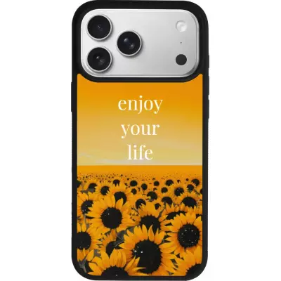 Coque iPhone 17 Pro Max - Silicone rigide noir Summer 2026 Enjoy your life