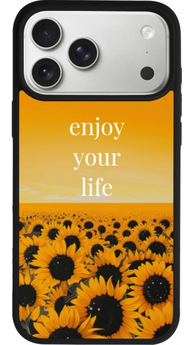 Coque iPhone 17 Pro Max - Silicone rigide noir Summer 2026 Enjoy your life