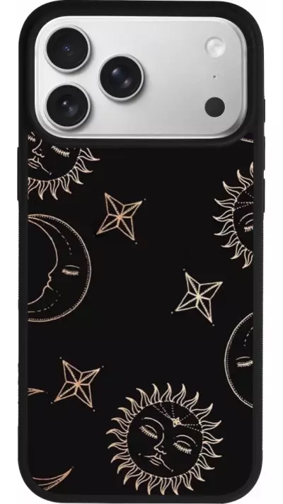 Coque iPhone 17 Pro Max - Silicone rigide noir Suns and Moons Coque iPhone 17 Pro Max - Silicone rigide noir Suns and Moons