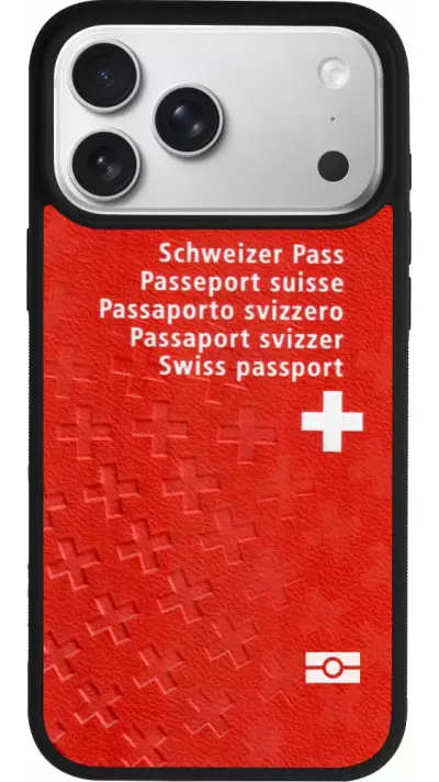 Coque iPhone 17 Pro Max - Silicone rigide noir Swiss Passport Coque iPhone 17 Pro Max - Silicone rigide noir Swiss Passport