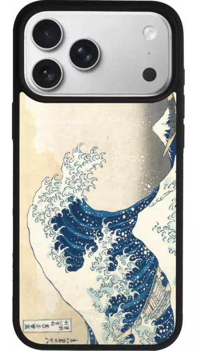 Coque iPhone 17 Pro Max - Silicone rigide noir Tableau art - La Grande Vague de Kanagawa - Hokusai Coque iPhone 17 Pro Max - Silicone rigide noir Tableau art - La Grande Vague de Kanagawa - Hokusai