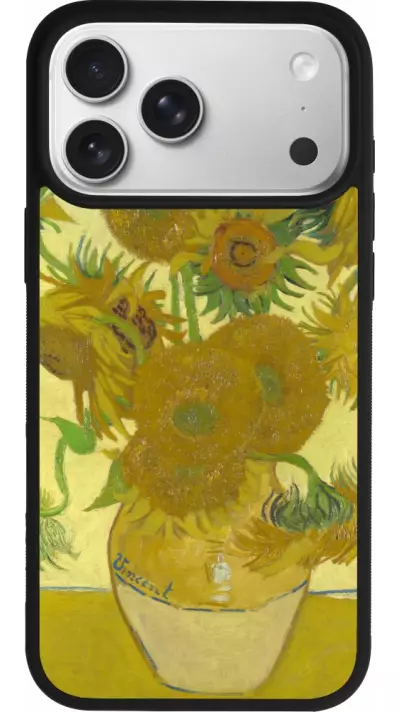 Coque iPhone 17 Pro Max - Silicone rigide noir Tableau art - Les Tournesols - Van Gogh Coque iPhone 17 Pro Max - Silicone rigide noir Tableau art - Les Tournesols - Van Gogh