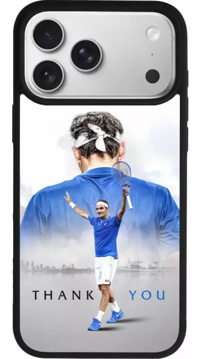 Coque iPhone 17 Pro Max - Silicone rigide noir Thank you Roger Coque iPhone 17 Pro Max - Silicone rigide noir Thank you Roger