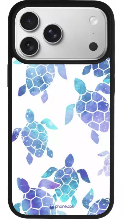 Coque iPhone 17 Pro Max - Silicone rigide noir Turtles pattern watercolor Coque iPhone 17 Pro Max - Silicone rigide noir Turtles pattern watercolor