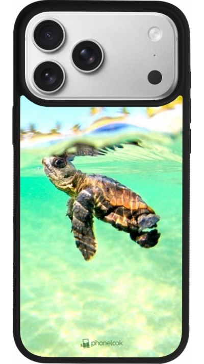 Coque iPhone 17 Pro Max - Silicone rigide noir Turtle Underwater