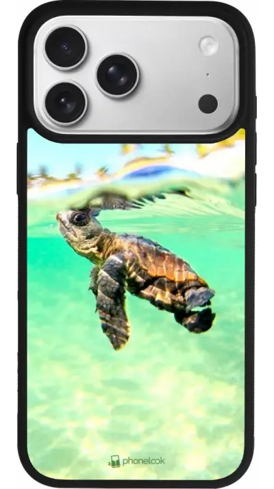 Coque iPhone 17 Pro Max - Silicone rigide noir Turtle Underwater Coque iPhone 17 Pro Max - Silicone rigide noir Turtle Underwater