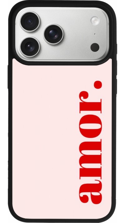 Coque iPhone 17 Pro Max - Silicone rigide noir Valentine 2024 amor