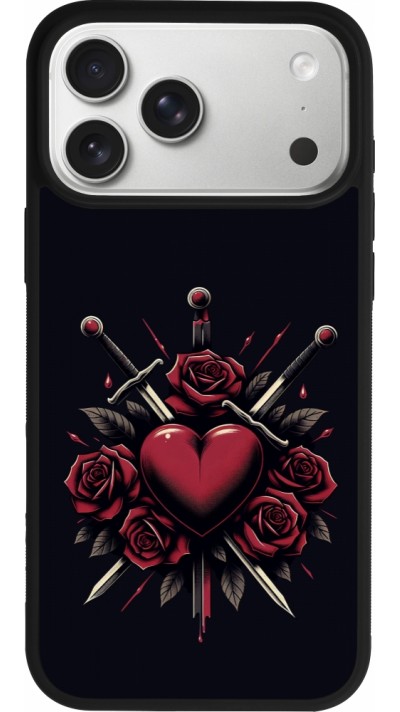 Coque iPhone 17 Pro Max - Silicone rigide noir Valentine 2024 gothic love