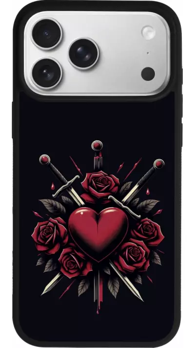 Coque iPhone 17 Pro Max - Silicone rigide noir Valentine 2024 gothic love Coque iPhone 17 Pro Max - Silicone rigide noir Valentine 2024 gothic love
