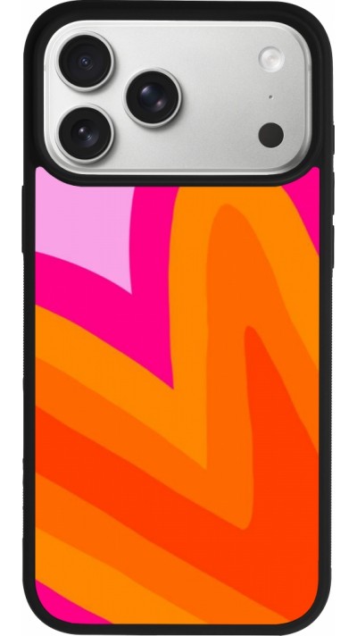 Coque iPhone 17 Pro Max - Silicone rigide noir Valentine 2024 heart gradient