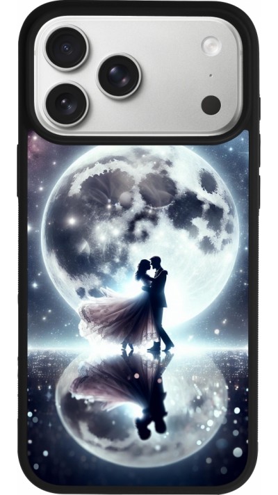 Coque iPhone 17 Pro Max - Silicone rigide noir Valentine 2024 Love under the moon