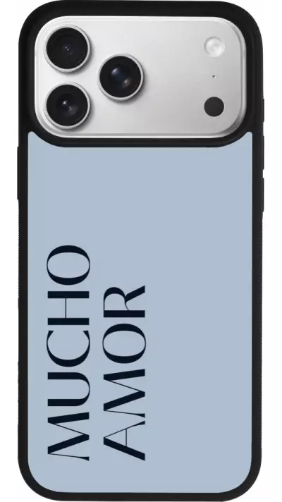 Coque iPhone 17 Pro Max - Silicone rigide noir Valentine 2024 mucho amor azul Coque iPhone 17 Pro Max - Silicone rigide noir Valentine 2024 mucho amor azul