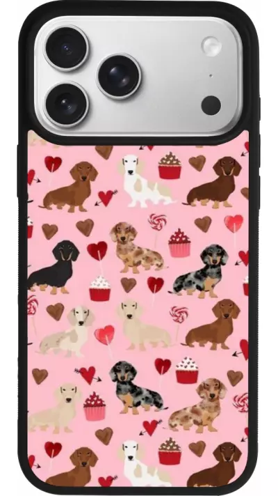 Coque iPhone 17 Pro Max - Silicone rigide noir Valentine 2024 puppy love Coque iPhone 17 Pro Max - Silicone rigide noir Valentine 2024 puppy love