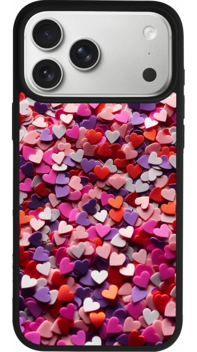 Coque iPhone 17 Pro Max - Silicone rigide noir Valentine 2025 Confetti