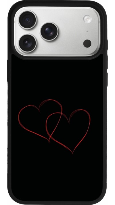 Coque iPhone 17 Pro Max - Silicone rigide noir Valentine 2023 attached heart