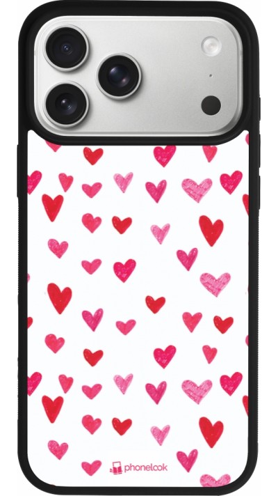 Coque iPhone 17 Pro Max - Silicone rigide noir Valentine 2022 Many pink hearts