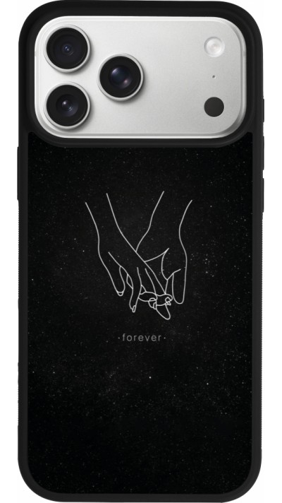 Coque iPhone 17 Pro Max - Silicone rigide noir Valentine 2023 hands forever