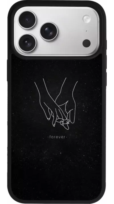 Coque iPhone 17 Pro Max - Silicone rigide noir Valentine 2023 hands forever Coque iPhone 17 Pro Max - Silicone rigide noir Valentine 2023 hands forever