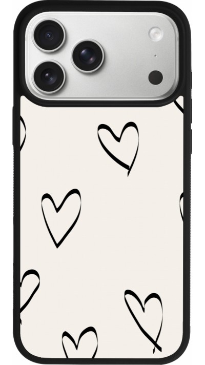 Coque iPhone 17 Pro Max - Silicone rigide noir Valentine 2023 minimalist hearts