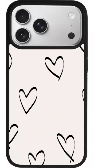 Coque iPhone 17 Pro Max - Silicone rigide noir Valentine 2023 minimalist hearts Coque iPhone 17 Pro Max - Silicone rigide noir Valentine 2023 minimalist hearts
