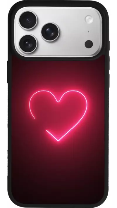 Coque iPhone 17 Pro Max - Silicone rigide noir Valentine 2023 single neon heart Coque iPhone 17 Pro Max - Silicone rigide noir Valentine 2023 single neon heart