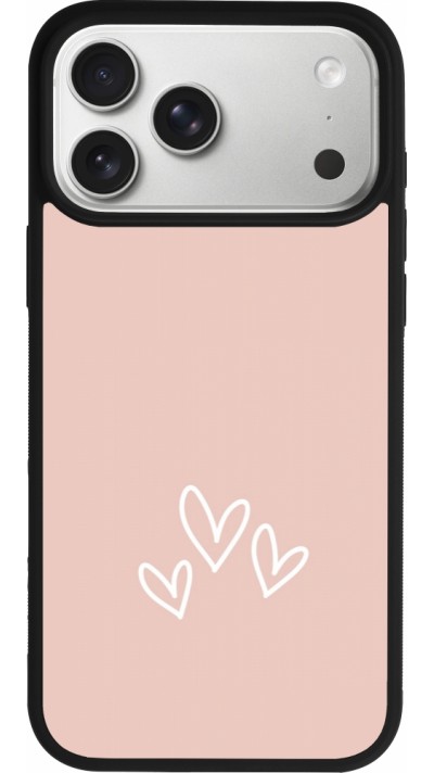Coque iPhone 17 Pro Max - Silicone rigide noir Valentine 2023 three minimalist hearts