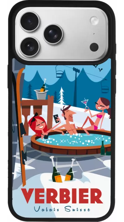 Coque iPhone 17 Pro Max - Silicone rigide noir Verbier Mountain Jacuzzi Coque iPhone 17 Pro Max - Silicone rigide noir Verbier Mountain Jacuzzi