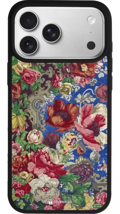 Coque iPhone 17 Pro Max - Silicone rigide noir Vintage Art Flowers Coque iPhone 17 Pro Max - Silicone rigide noir Vintage Art Flowers