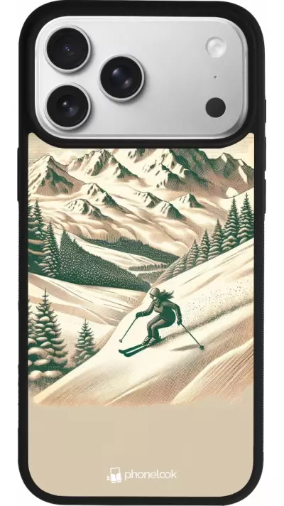 Coque iPhone 17 Pro Max - Silicone rigide noir Vintage Ski Mountain Coque iPhone 17 Pro Max - Silicone rigide noir Vintage Ski Mountain