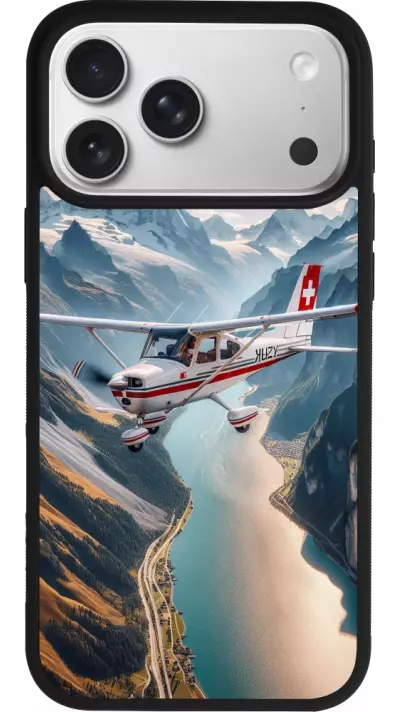 Coque iPhone 17 Pro Max - Silicone rigide noir Vol Alpin Suisse Coque iPhone 17 Pro Max - Silicone rigide noir Vol Alpin Suisse