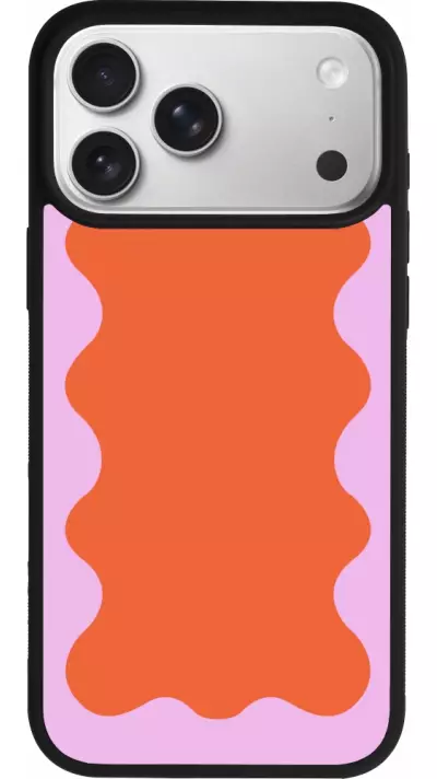 Coque iPhone 17 Pro Max - Silicone rigide noir Wavy Rectangle Orange Pink Coque iPhone 17 Pro Max - Silicone rigide noir Wavy Rectangle Orange Pink