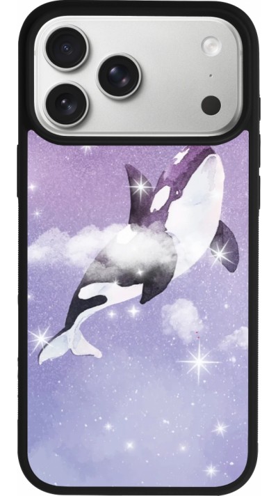 Coque iPhone 17 Pro Max - Silicone rigide noir Whale in sparking stars