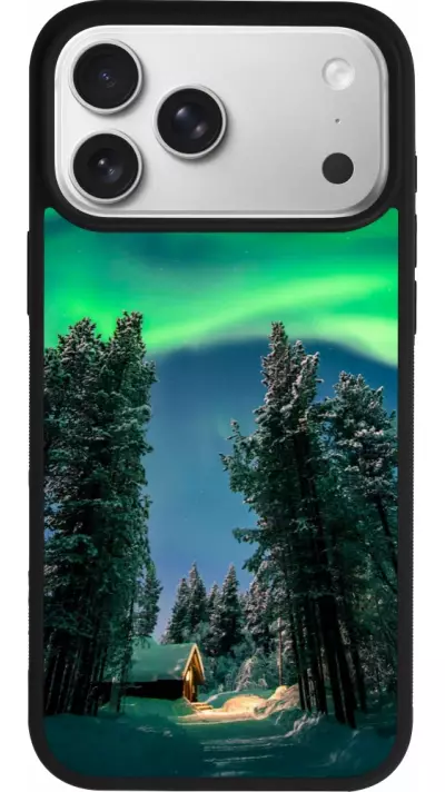 Coque iPhone 17 Pro Max - Silicone rigide noir Winter 22 Northern Lights Coque iPhone 17 Pro Max - Silicone rigide noir Winter 22 Northern Lights