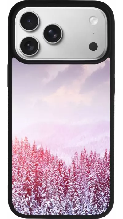 Coque iPhone 17 Pro Max - Silicone rigide noir Winter 22 Pink Forest Coque iPhone 17 Pro Max - Silicone rigide noir Winter 22 Pink Forest