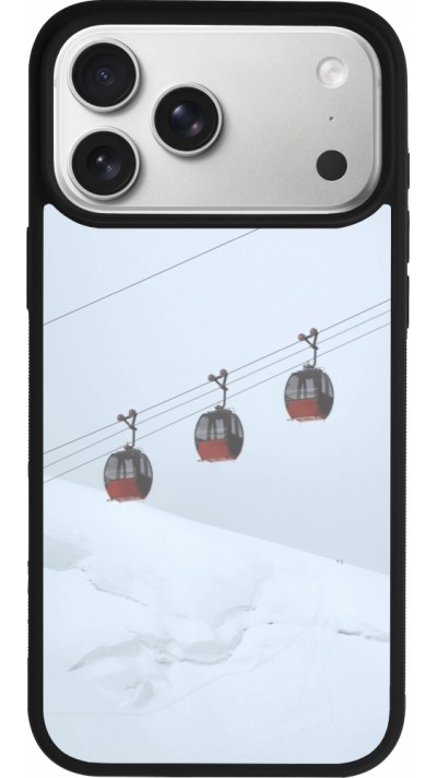 Coque iPhone 17 Pro Max - Silicone rigide noir Winter 22 ski lift