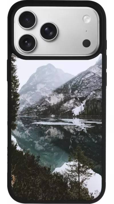 Coque iPhone 17 Pro Max - Silicone rigide noir Winter 22 snowy mountain and lake Coque iPhone 17 Pro Max - Silicone rigide noir Winter 22 snowy mountain and lake