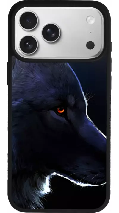 Coque iPhone 17 Pro Max - Silicone rigide noir Wolf Shape Coque iPhone 17 Pro Max - Silicone rigide noir Wolf Shape