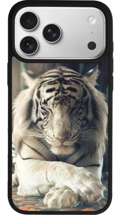 Coque iPhone 17 Pro Max - Silicone rigide noir Zen Tiger Coque iPhone 17 Pro Max - Silicone rigide noir Zen Tiger