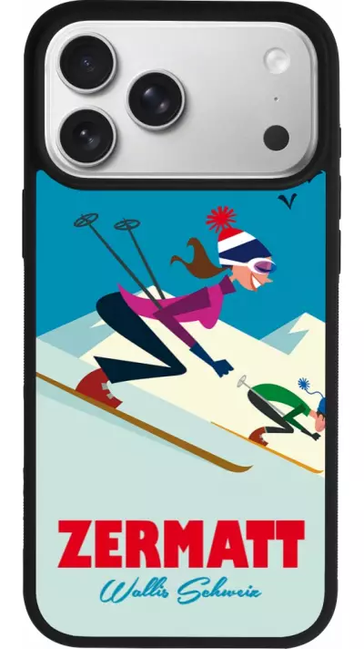 Coque iPhone 17 Pro Max - Silicone rigide noir Zermatt Ski Downhill Coque iPhone 17 Pro Max - Silicone rigide noir Zermatt Ski Downhill