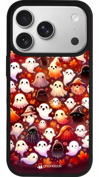 Coque iPhone 17 Pro - Silicone rigide noir Fantômes automne mignons Coque iPhone 17 Pro - Silicone rigide noir Fantômes automne mignons