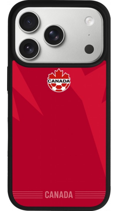Coque iPhone 17 Pro - Silicone rigide noir Maillot de football Canada 2026 personnalisable
