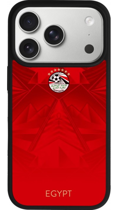 Coque iPhone 17 Pro - Silicone rigide noir Maillot de football Égypte 2026 personnalisable