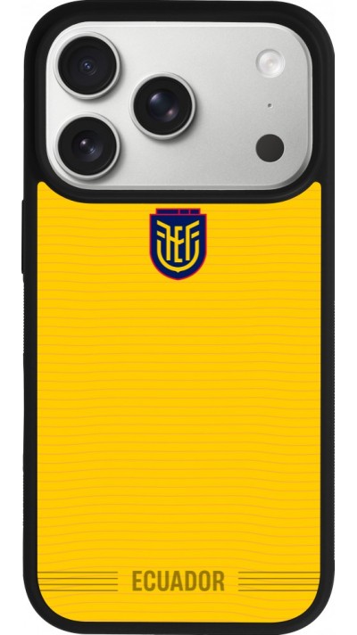 Coque iPhone 17 Pro - Silicone rigide noir Maillot de football Équateur 2026 personnalisable