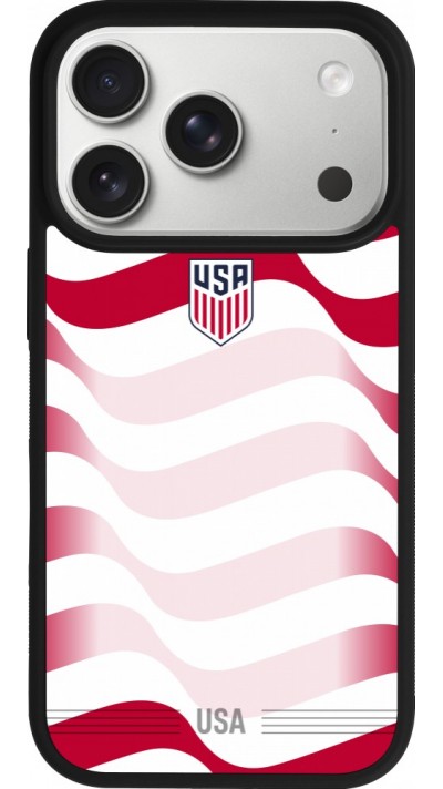 Coque iPhone 17 Pro - Silicone rigide noir Maillot de football États-Unis 2026 personnalisable