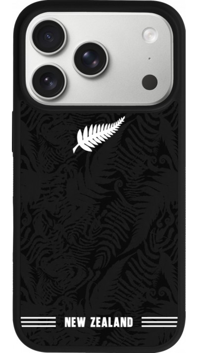 Coque iPhone 17 Pro - Silicone rigide noir Maillot de football Nouvelle-Zélande 2026 personnalisable